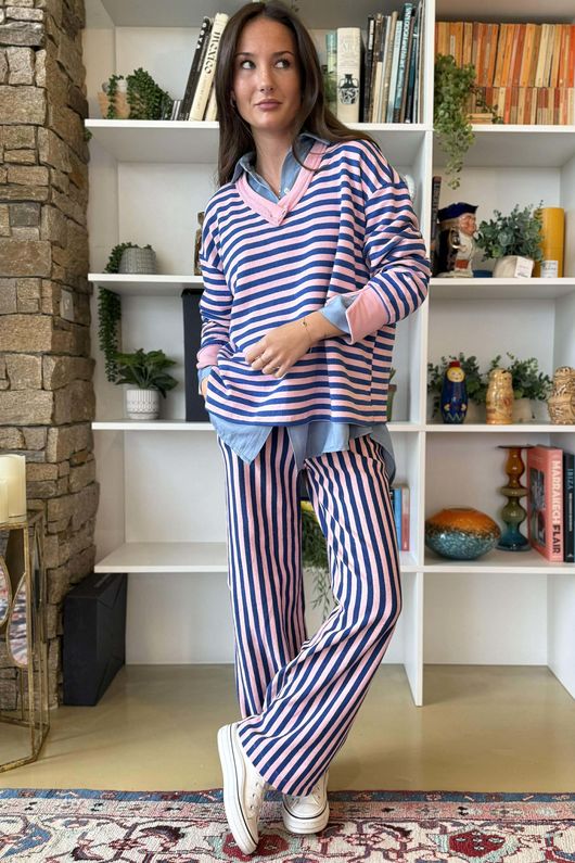 Shoreditch Classic V Sweat Navy & Sweetpea